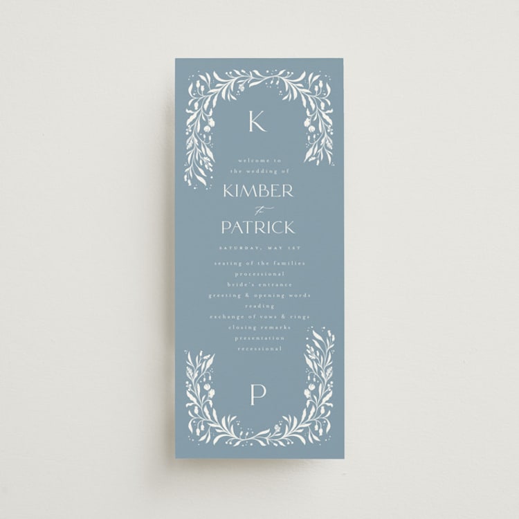 "Porcelain" - Wedding Programs in Delft Blue by Ashley DeMeyere - Front