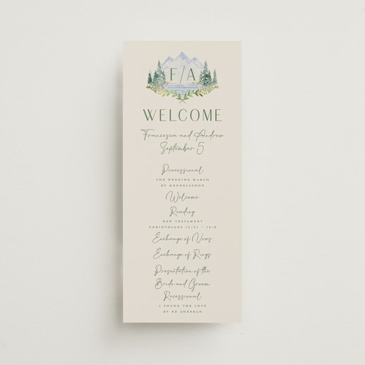 "Miniature Mountainscape" - Wedding Programs in Summer by Petra Kern - Front