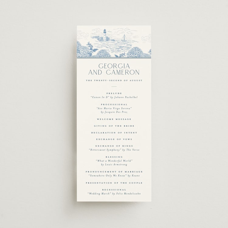 "Coastal Toile" - Wedding Programs in Sea by Jenna Holcomb - Front