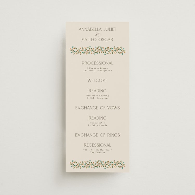"Juliet" - Wedding Programs in Autumn by Ashlee Townsend - Front