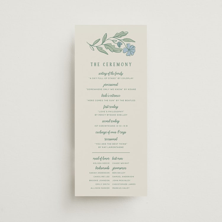 "Botanical" - Wedding Programs in Garden by Kelly Watkins - Front