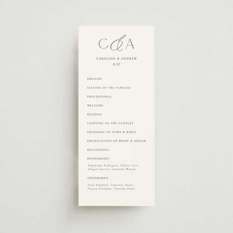 "Contemporary" - Wedding Programs in Cotton by Vanessa Doyle - Front