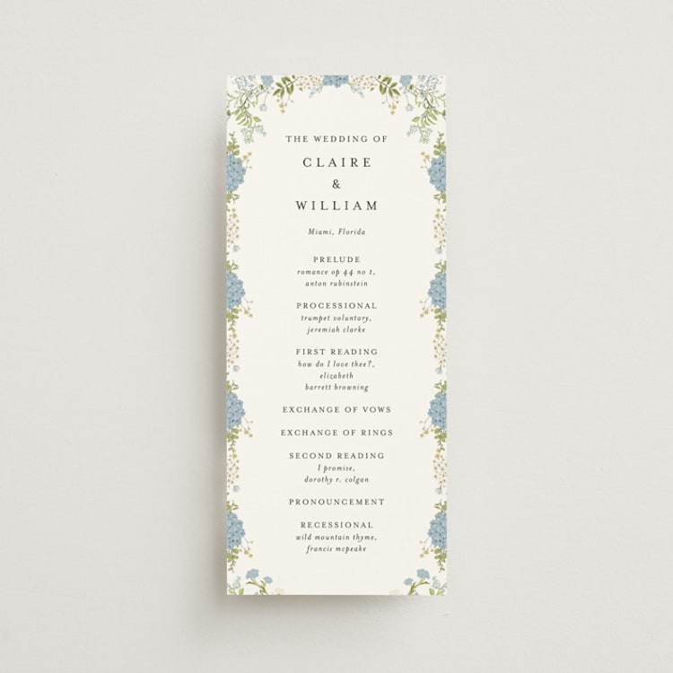 "Wedgewood" - Wedding Programs in Cerulean by Susan Moyal - Front