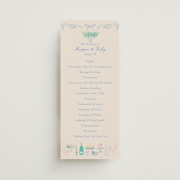 "Dining" - Wedding Programs in Pastel by Elly - Front