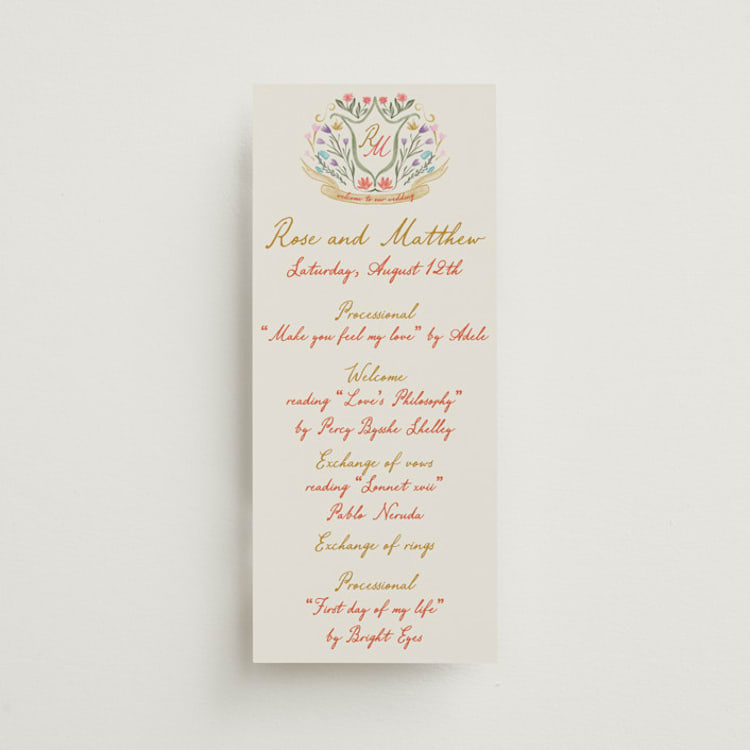 "Chantilly" - Wedding Programs in Sunset by Maja Cunningham - Front