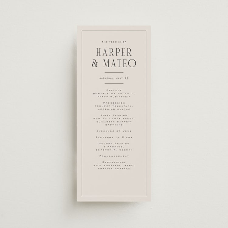 "Close-up" - Wedding Programs in Sandstone by Nicole Walsh - Front