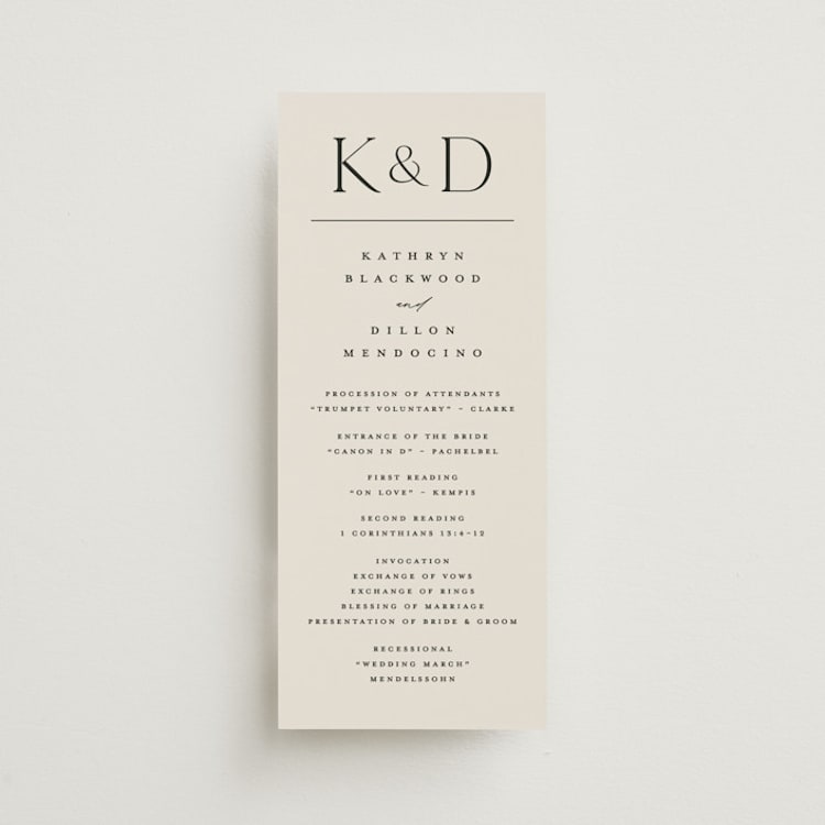 "Modern Monogram" - Wedding Programs in Ecru by Erica Krystek - Front