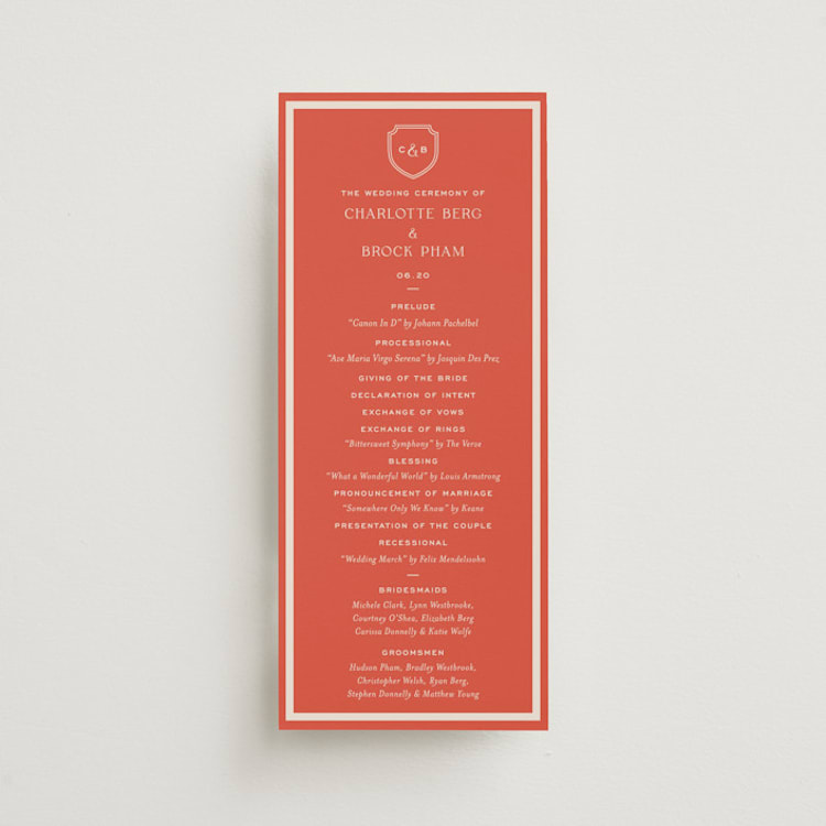 "Racquet" - Wedding Programs in Verona Sunset by Megan Davis - Front