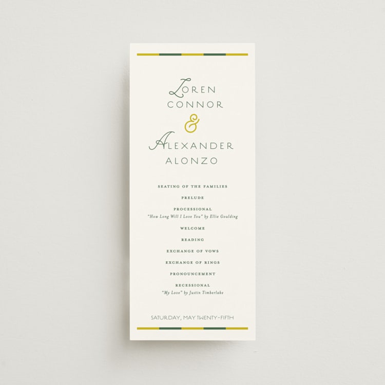 "grid" - Wedding Programs in Citrus by Angela Quan - Front
