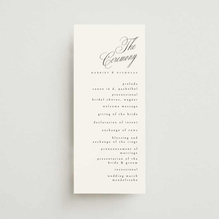 "Written with Love" - Wedding Programs in Noir Slate by Ana de Sousa - Front