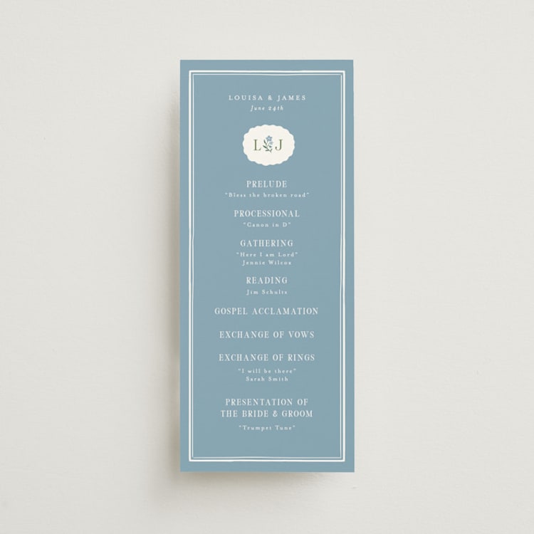 "Sweet Vintage" - Wedding Programs in Periwinkle by Alethea and Ruth - Front