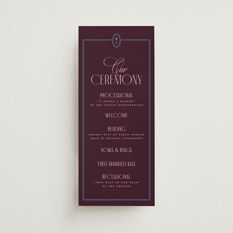"sophisticate" - Wedding Programs in Plum by Owl and Toad - Front