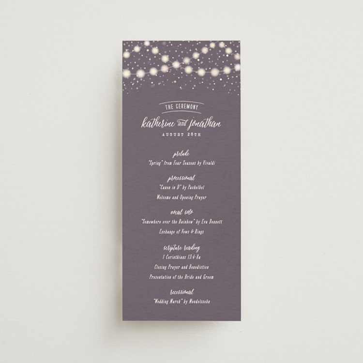 "Garden Lights" - Wedding Programs in Plum by Hooray Creative - Front
