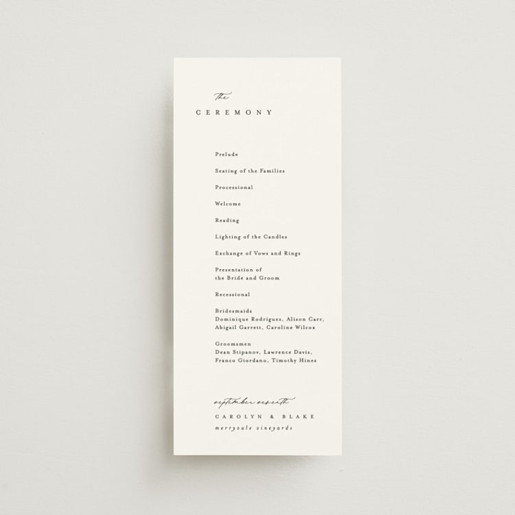 "Soho" - Wedding Programs in Silk by Kelly Schmidt - Front