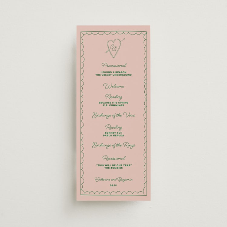 "Crazy Little Thing Called Love" - Wedding Programs in Avocado by Helena Vitto - Front
