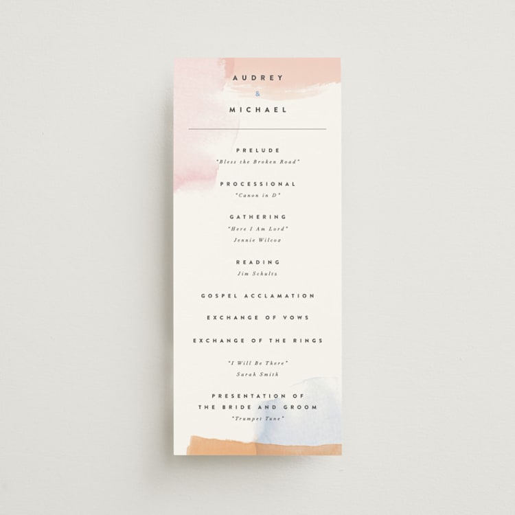 "Watercolor Wisp" - Wedding Programs in Blush by Ariel Rutland - Front