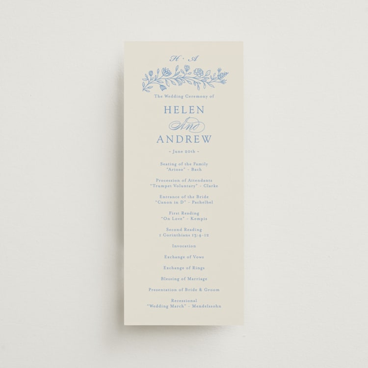 "Florals" - Wedding Programs in Sky by Dana Duricekova - Front