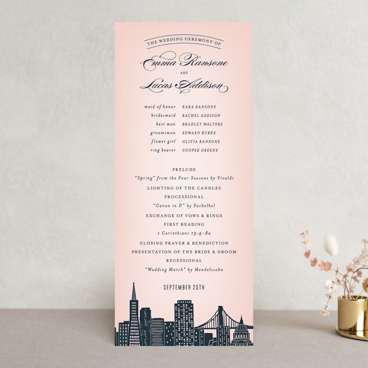 "Big City - San Francisco" - Wedding Programs in Blush by Hooray Creative - Front