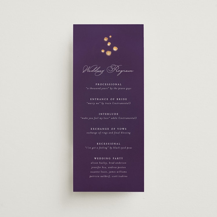 "Disney's Tangled Lanterns" - Wedding Programs in Twilight by Simona Camp - Front