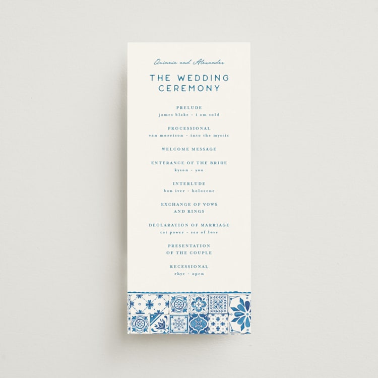 "watercolor tile" - Wedding Programs in Navy by Anastasia Makarova - Front
