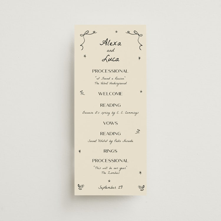 "Roses" - Wedding Programs in Vanilla by Ani Somi - Front
