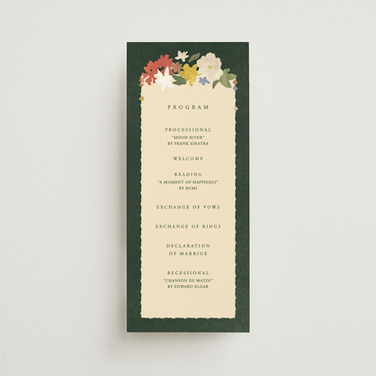 "all the flowers of the world" - Wedding Programs in Garden by Sumak Studio - Front