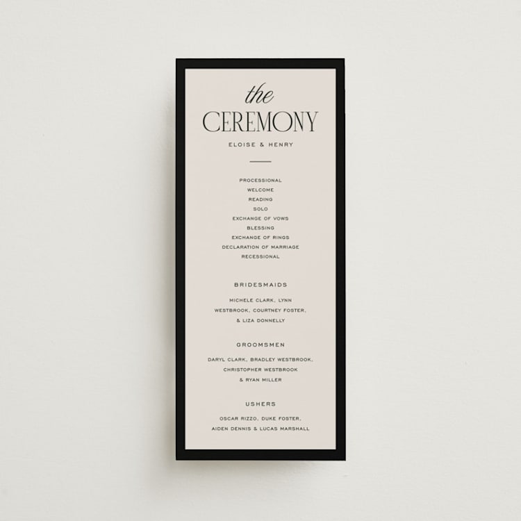 "Threaded" - Wedding Programs in Suit by Pixel and Hank - Front