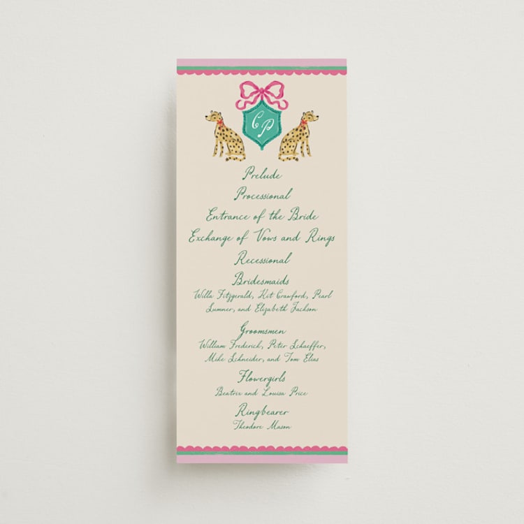 "Whimsical Hand Illustrated Crest" - Wedding Programs in Peony by Jackie Crawford - Front