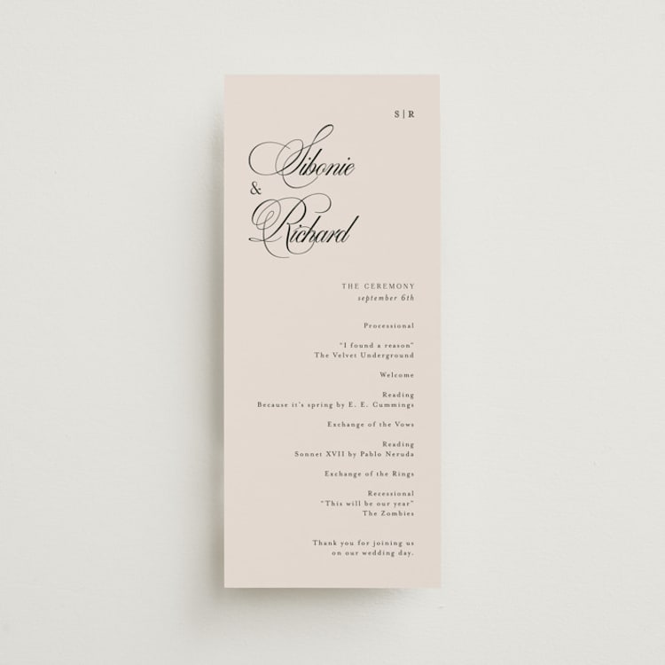 "Sibonie" - Wedding Programs in Ivory by Melanie Kosuge - Front