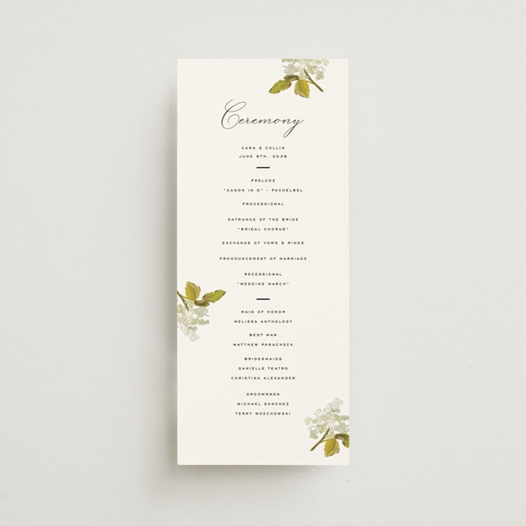 "Limelight" - Wedding Programs in Linen by Olivia Kanaley Inman - Front