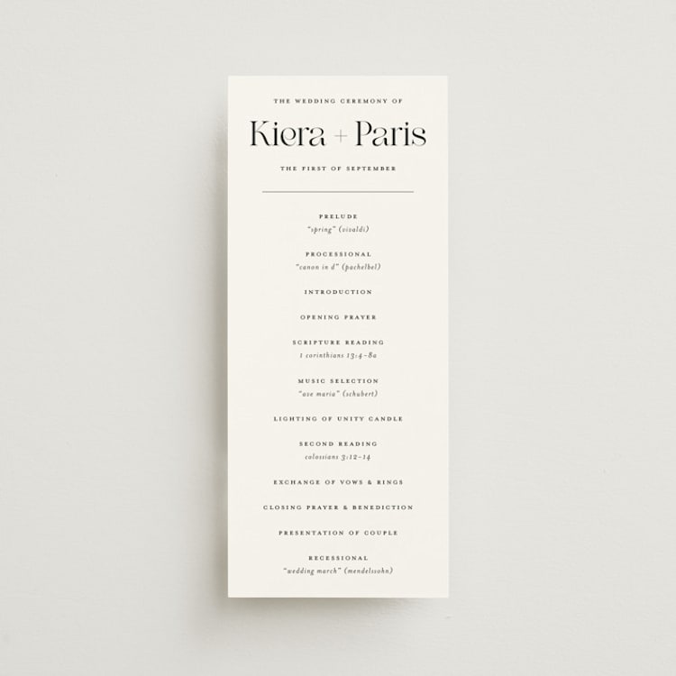 "Embellished Note" - Wedding Programs in Tuxedo by tuldok - Front