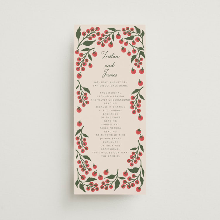 "Cherry Tomatoes" - Wedding Programs in Tomato by Katharine Watson - Front