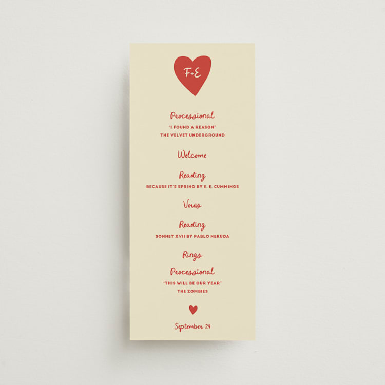 "Big Heart Wedding" - Wedding Programs in Cherry by Ani Somi - Front