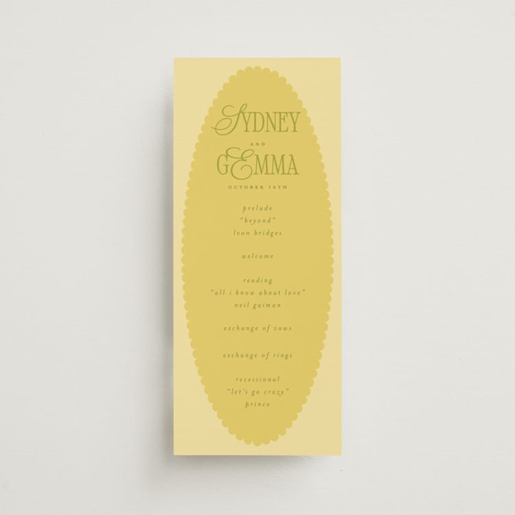 "Bloom" - Wedding Programs in Island Citrus by Morgan Kendall - Front