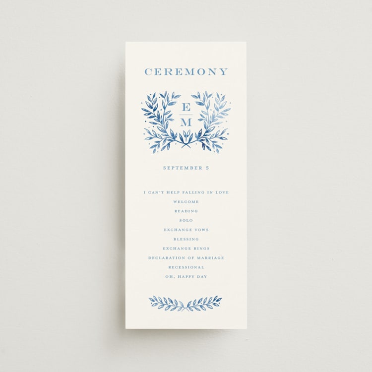 "Royal" - Wedding Programs in Cobalt by Petra Kern - Front