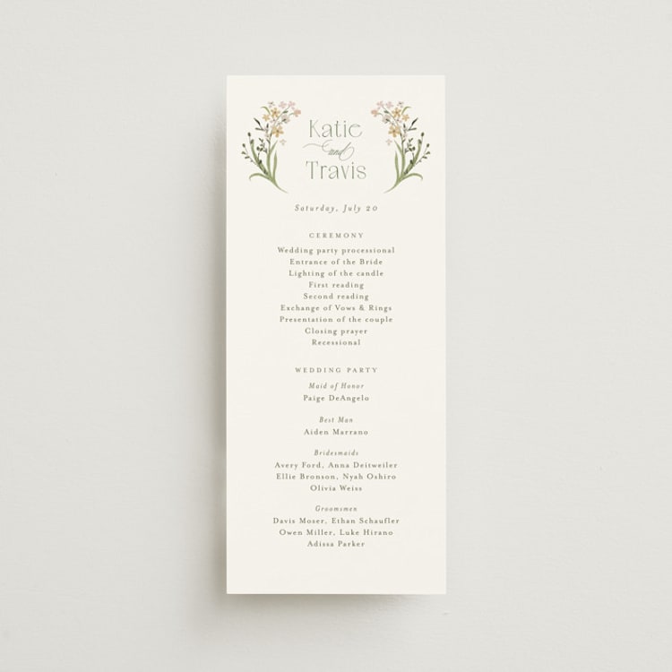 "delicate buds" - Wedding Programs in Olive by Jennifer Wick - Front