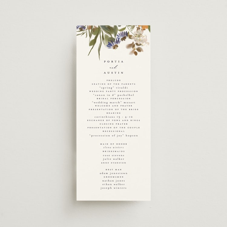 "Pressed Garden" - Wedding Programs in Fall by Grace Kreinbrink - Front
