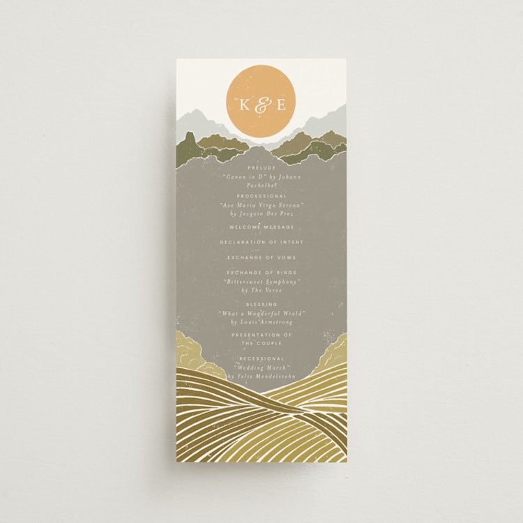 "Valley of the Moon" - Wedding Programs in Sage by Shiny Penny Studio - Front