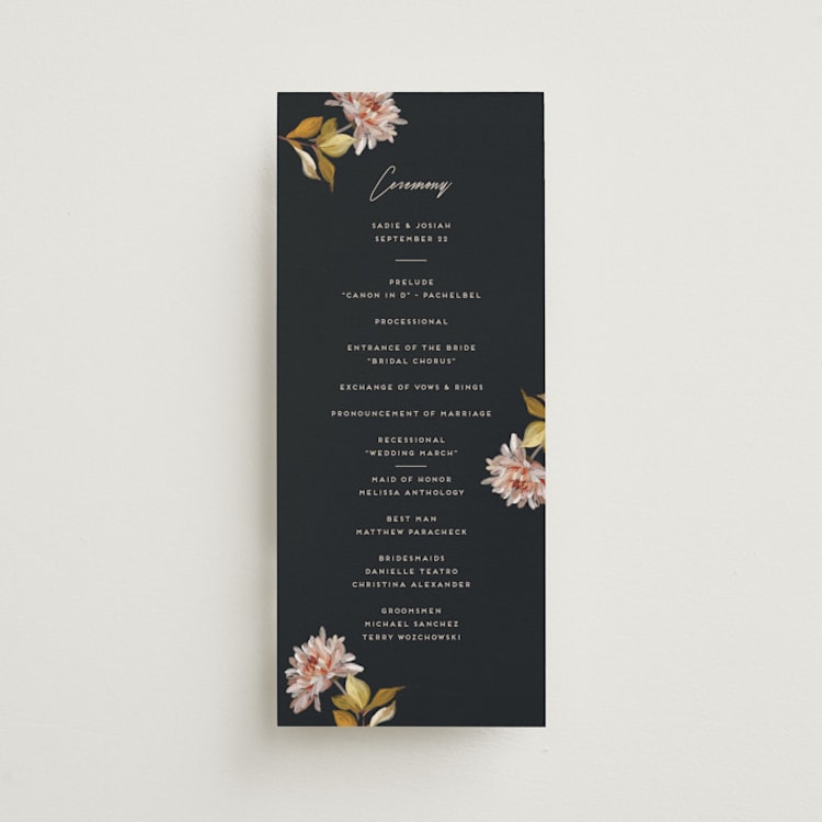 "Dahlia Season" - Wedding Programs in Navy by Olivia Kanaley Inman - Front