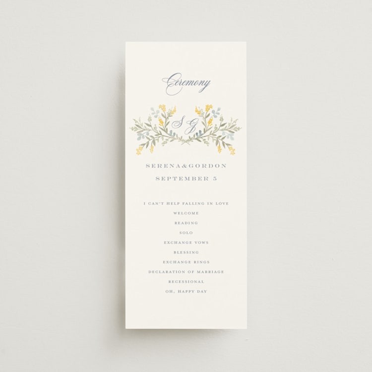 "Monogrammed" - Wedding Programs in Spring by Petra Kern - Front