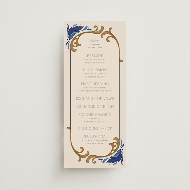 "Gilded" - Wedding Programs in Cerulean by GeekInk Design - Front