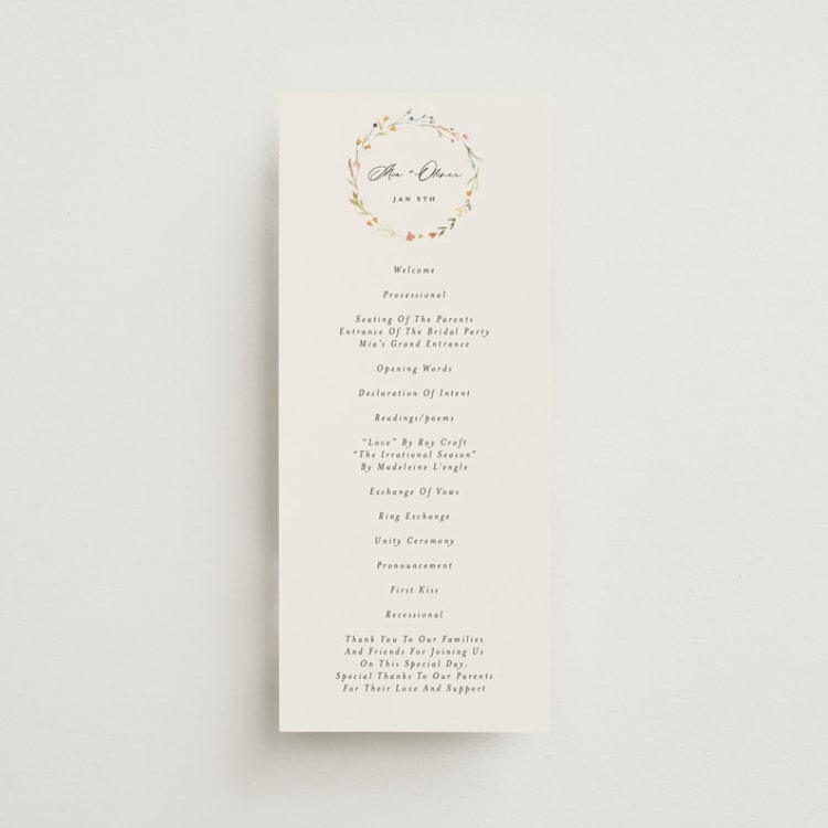 "delicate florals" - Wedding Programs in Snow by Lori Wemple - Front
