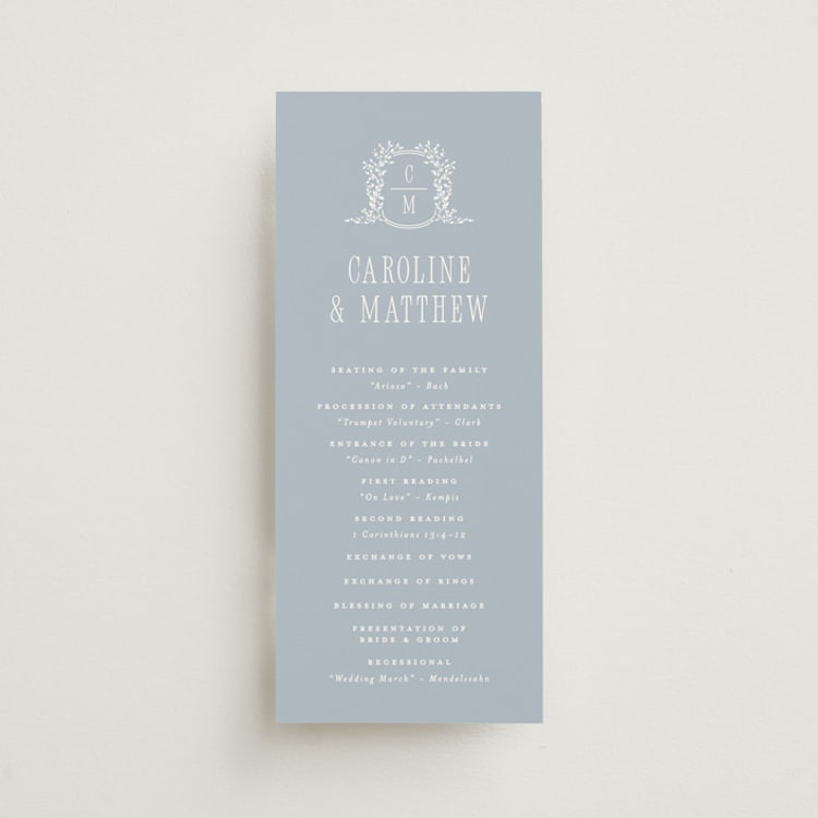 "Hartford" - Wedding Programs in Powder by Erin L. Wilson - Front