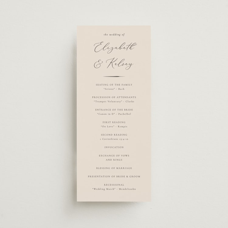 "Bow" - Wedding Programs in Tuxedo by Corinne Malesic - Front