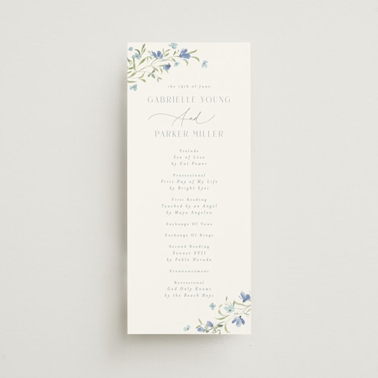 "Sweeping Meadow" - Wedding Programs in Aquamarine by Everett Paper Goods - Front
