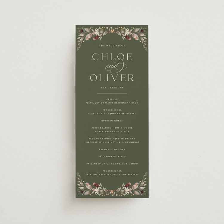 "fleur sauvage" - Wedding Programs in Vert by Erin Deegan - Front