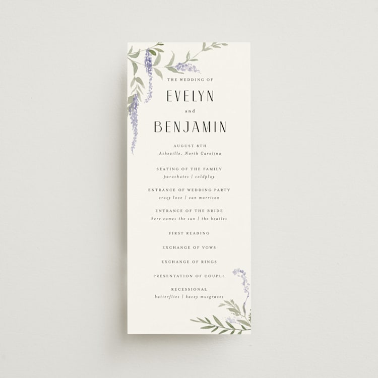 "Enchanted Evening" - Wedding Programs in Lavender by Design Lotus - Front