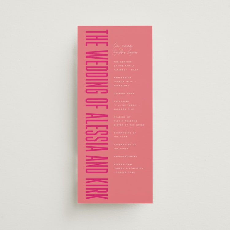 "Pop Romance" - Wedding Programs in Fruit Punch by Ashley DeMeyere - Front