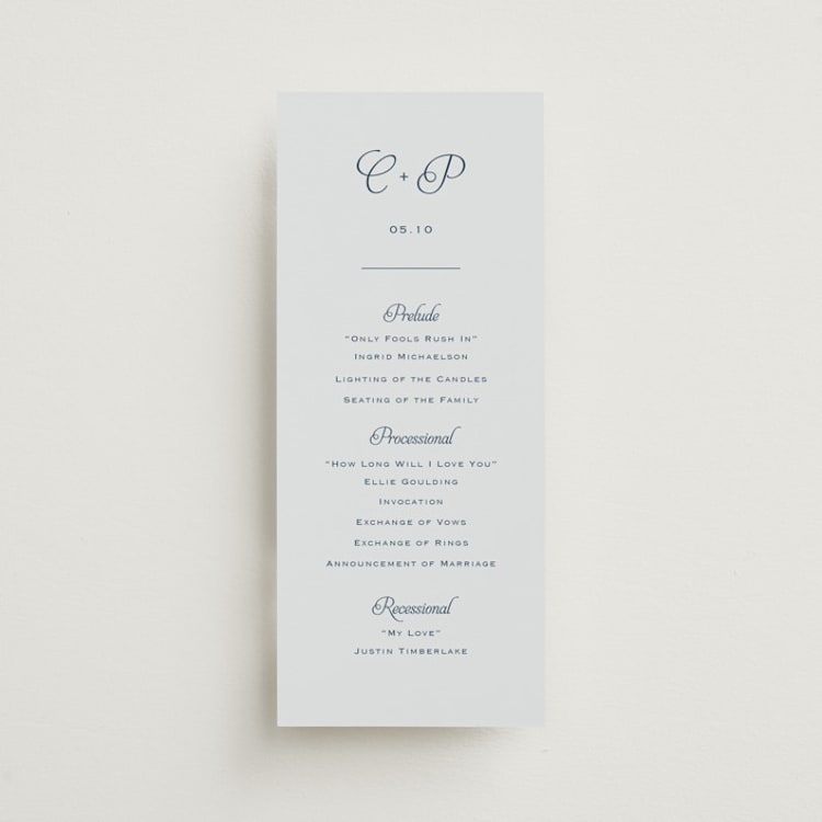 "Modernne" - Wedding Programs in Powder by Carolyn MacLaren - Front