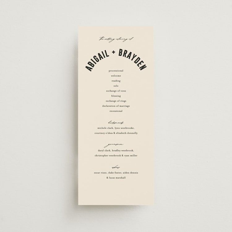 "Spin" - Wedding Programs in Cream by Pixel and Hank - Front